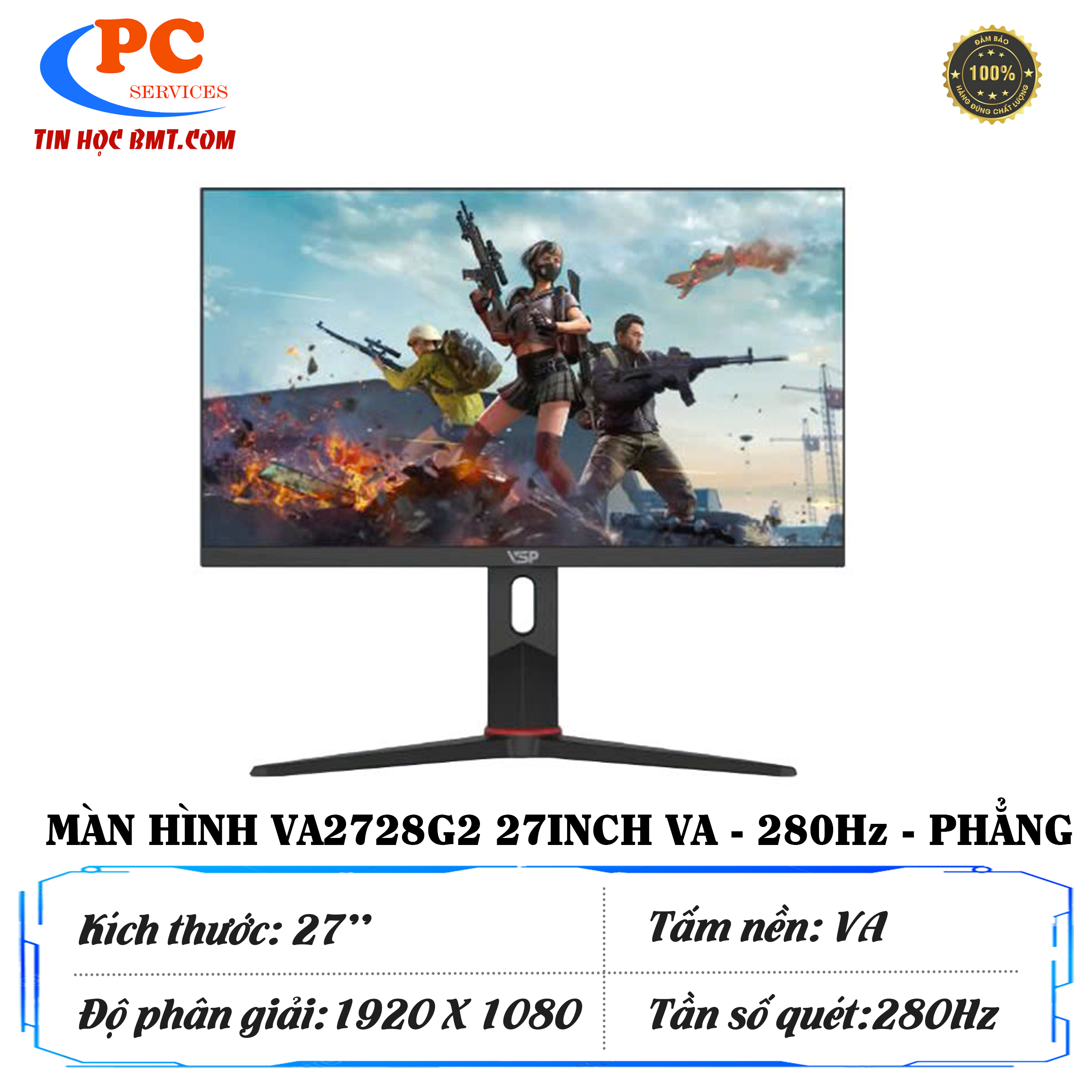 MÀN VSP 27INCH VA2728G2 VA PHẲNG - 280HZ - ĐEN 