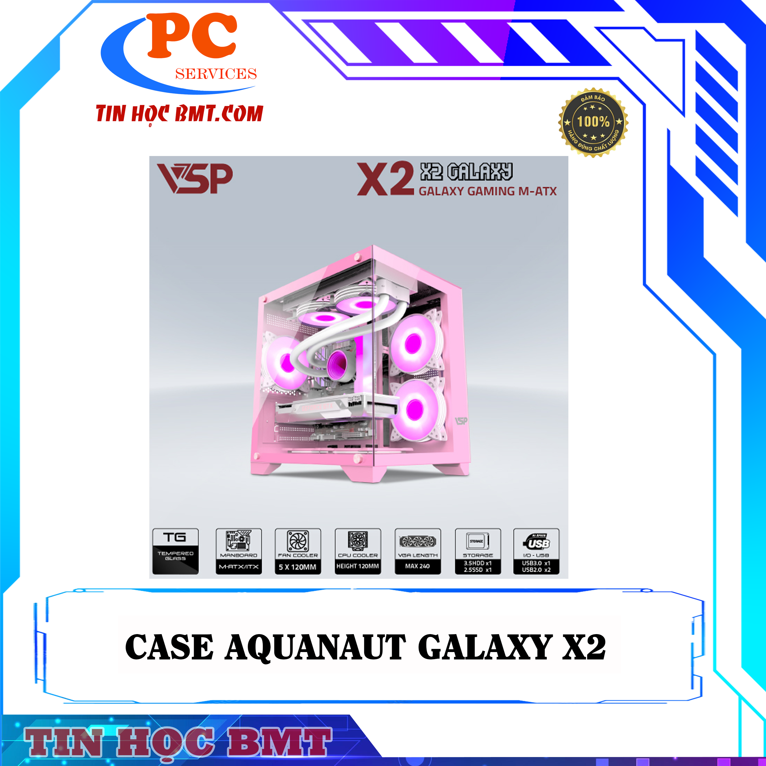 Case VSP Aquanaut Pro Gaming X2 Galaxy - Hồng