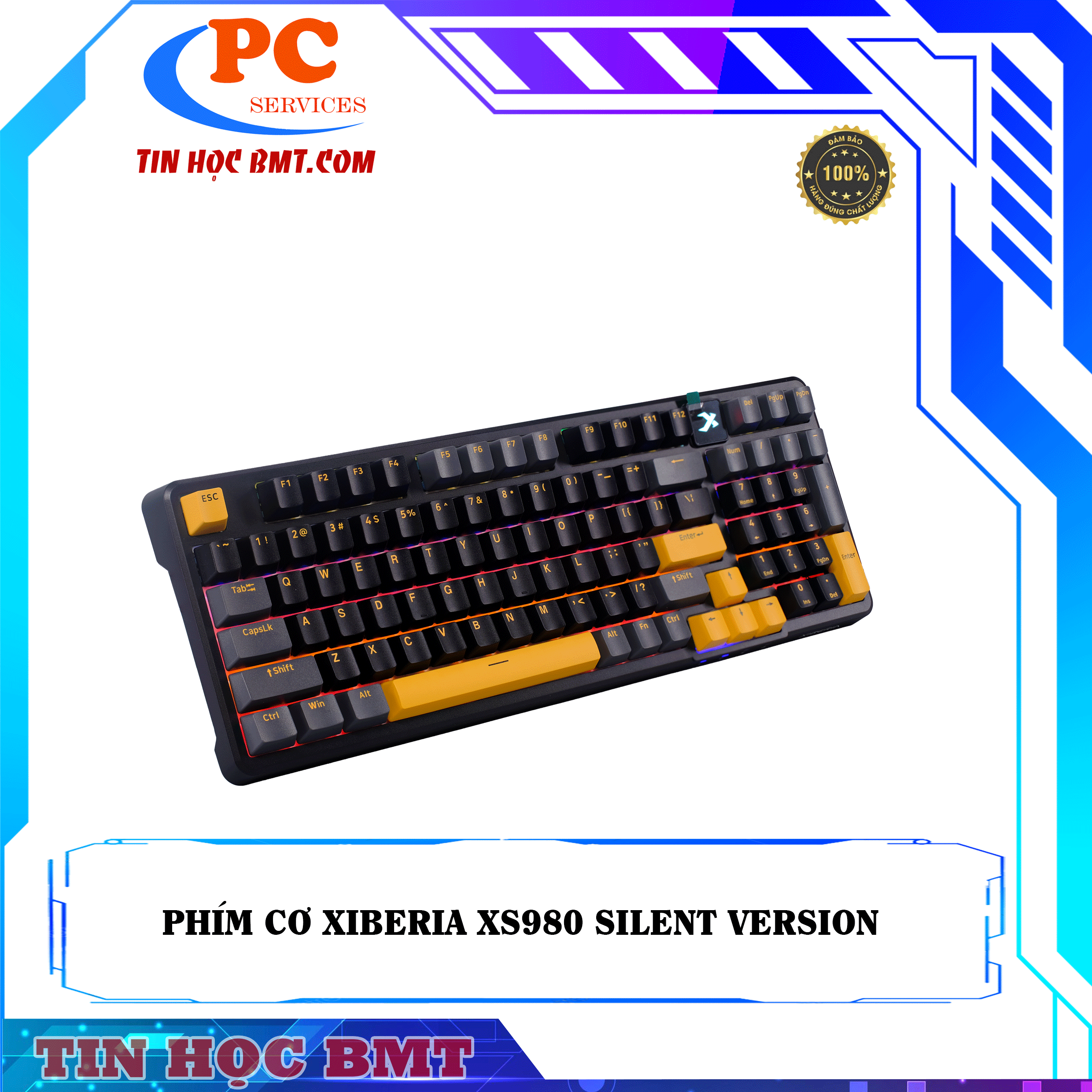 PHÍM CƠ XIBERIA XS980 SILENT VERSION BLACK YELLOW