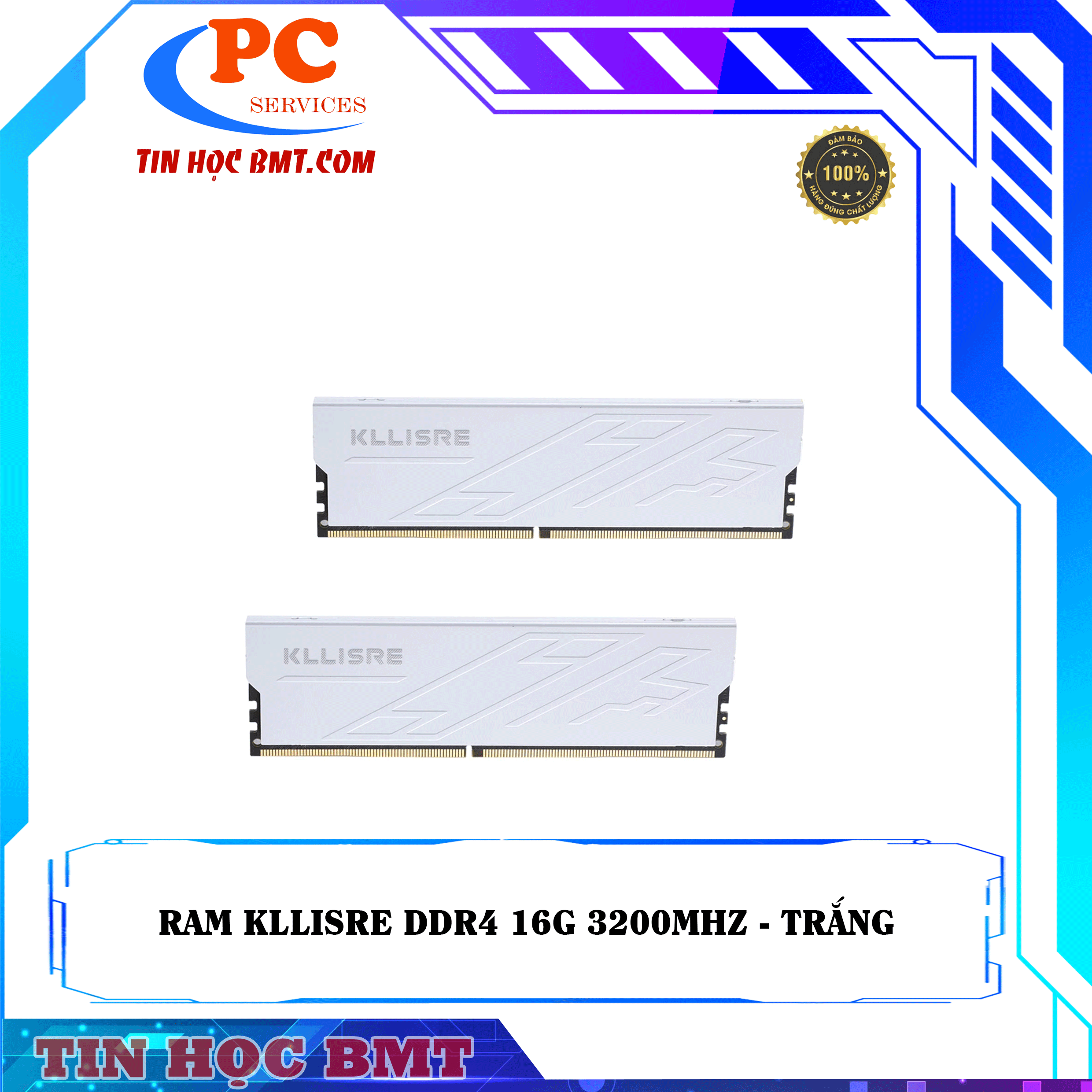 RAM PC KLLISRE DDR4 16GB 3200MHz - TRẮNG