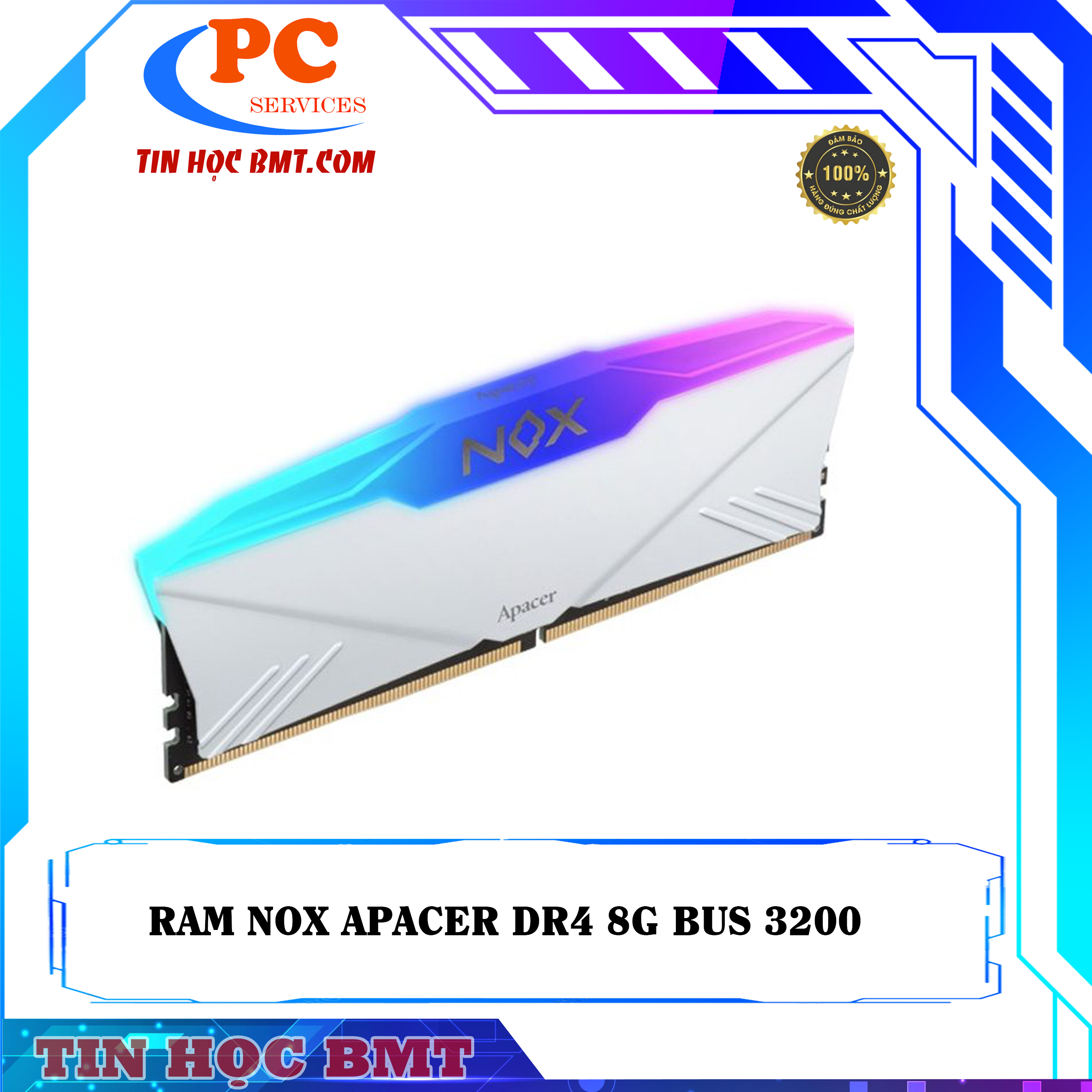 Ram Apacer NOX RGB Aura2 White 8GB DDR4 3200MHz