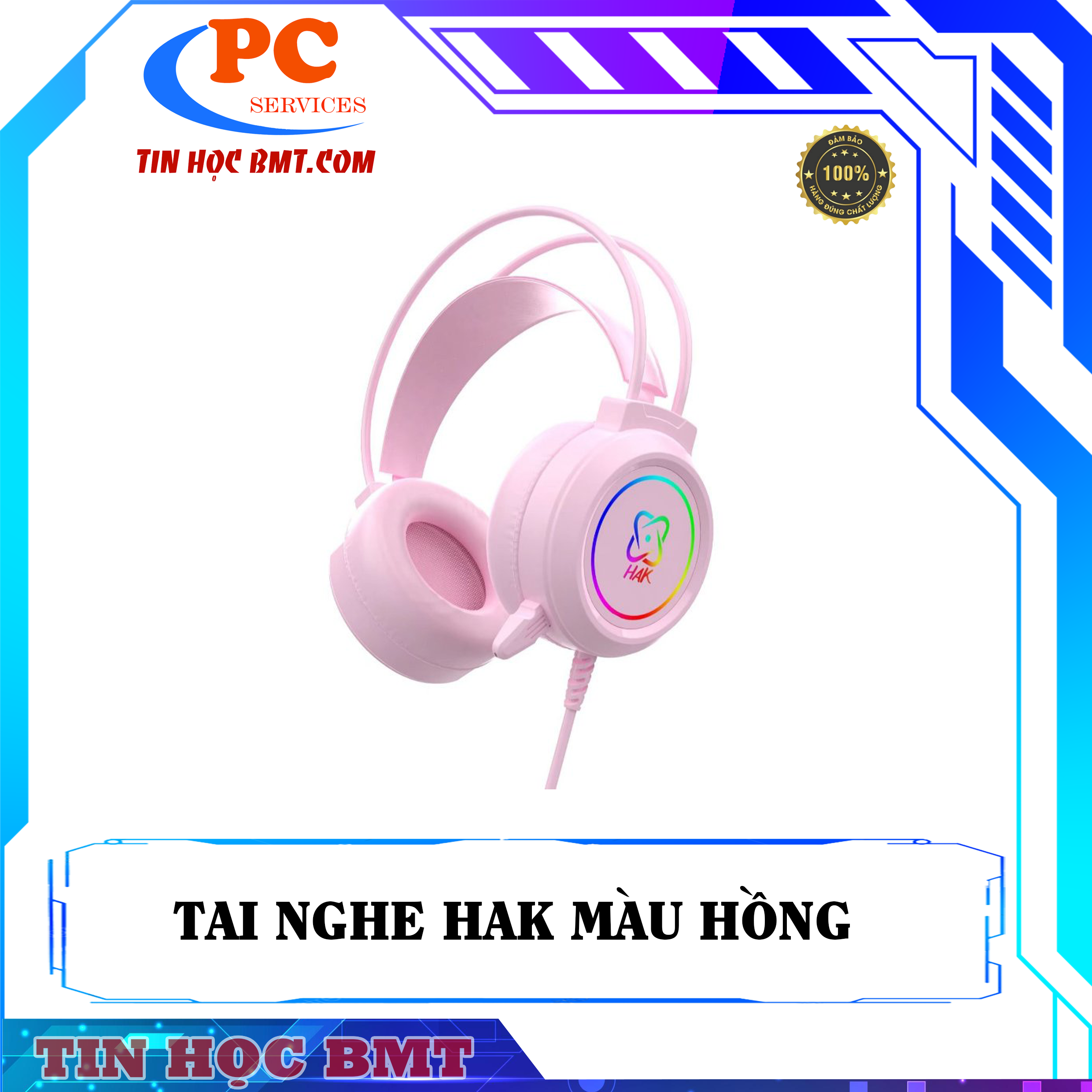 Tai Nghe Chụp Tai HAK Có MIC Kết Nối Jack USB (7.1 Surround) | Hồng