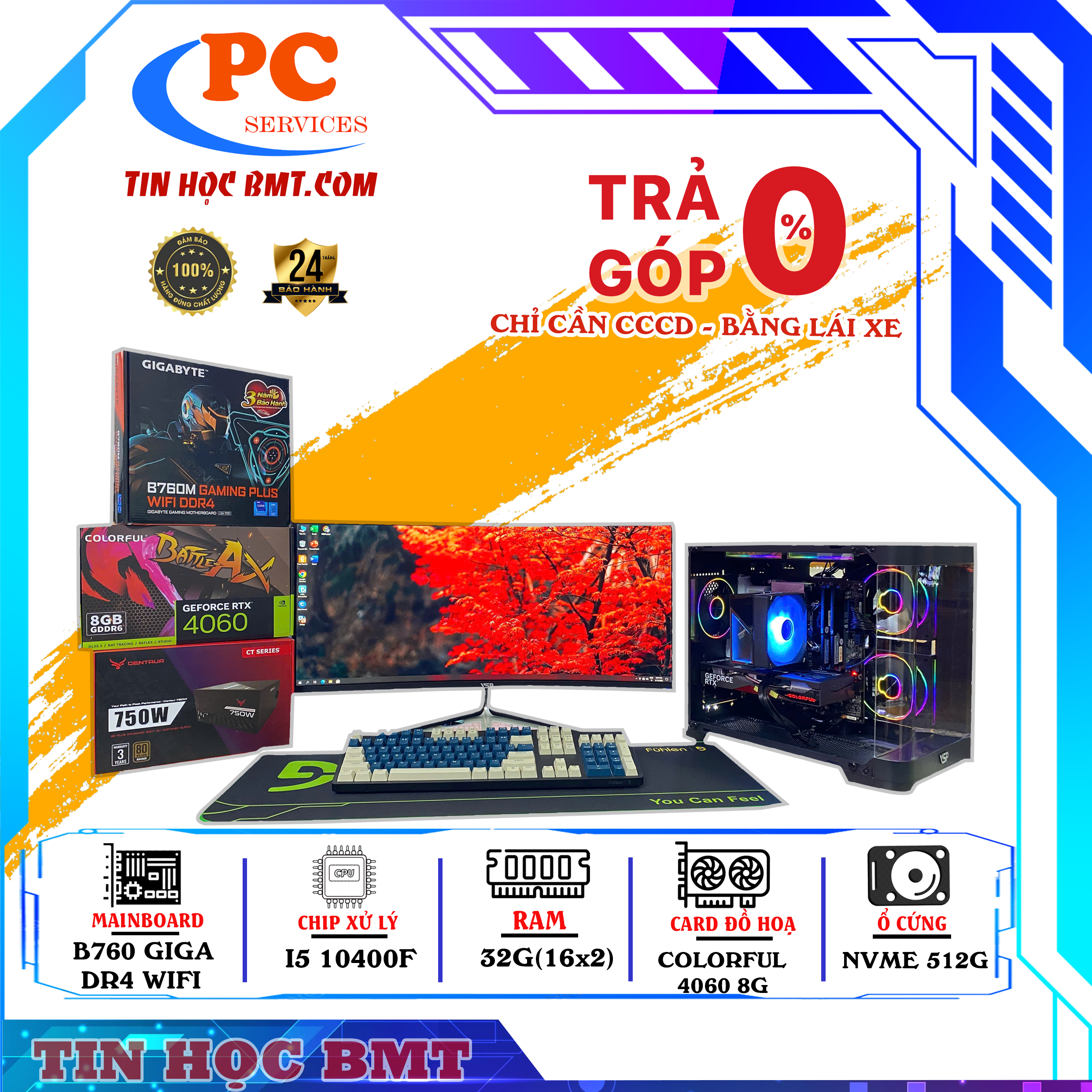 PC Gaming  | Intel i5 10400F/ RAM 32G/ CARD 4060 8G